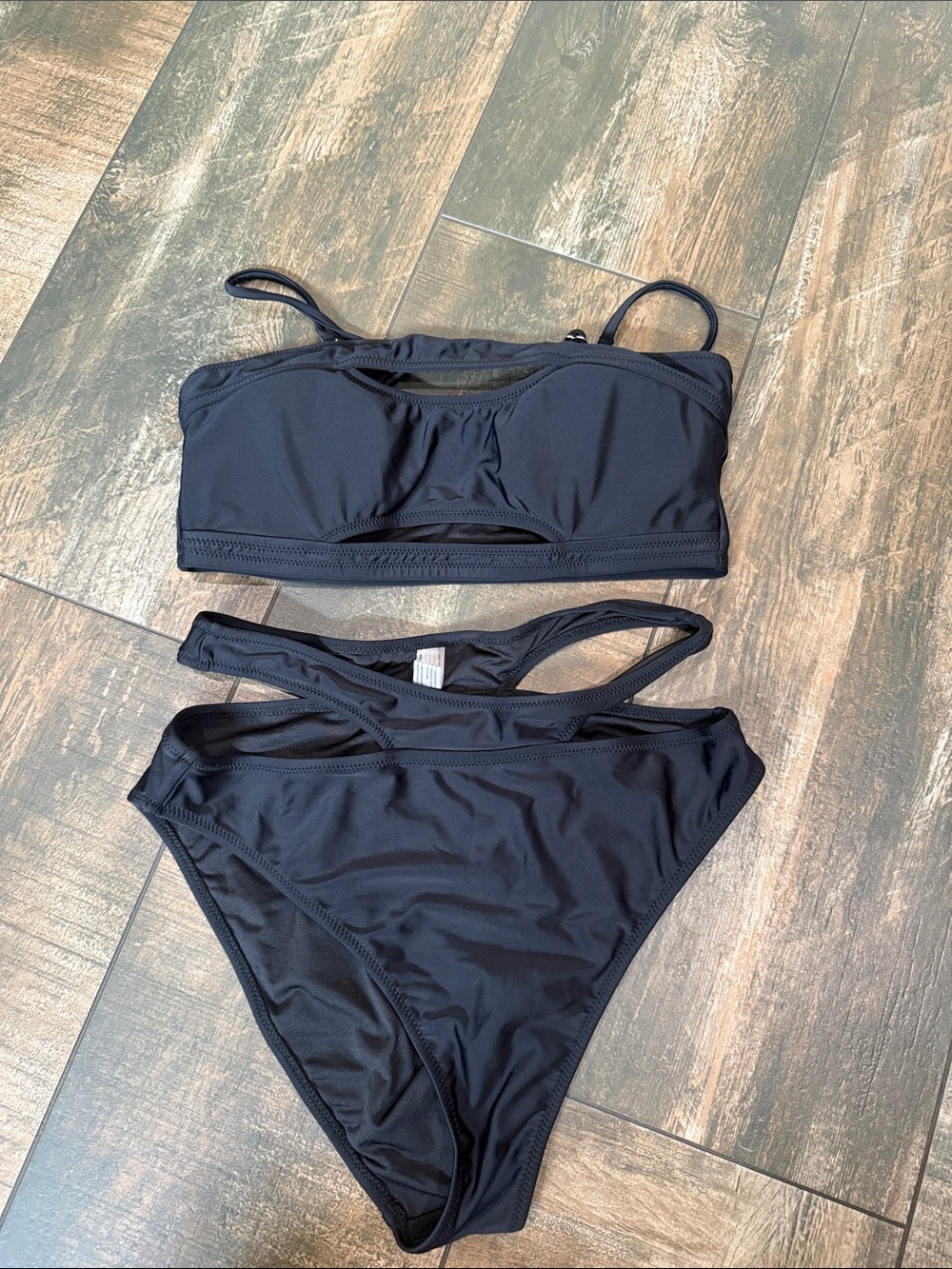 Cupshe Black Bandeau Two-Piece Bikini Set
